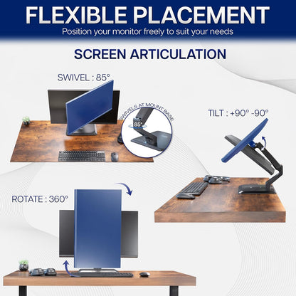 VIVO 17~32인치 모니터 스탠드 STAND-V001R 높이조절 회전 베이스 VESA 75x75 100x100 5번 사진