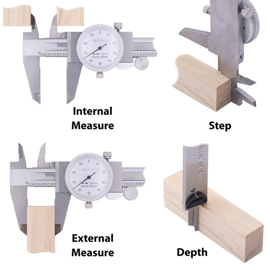 Clockwise Tools 다이얼 캘리퍼스 스테인리스 스틸 0-8인치 4way 측정 2번 사진