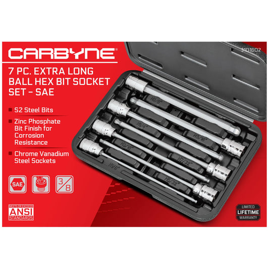 Carbyne 엑스트라 롱 육각 비트 소켓 세트 3/8인치 드라이브 7종 3~10mm 2번 사진