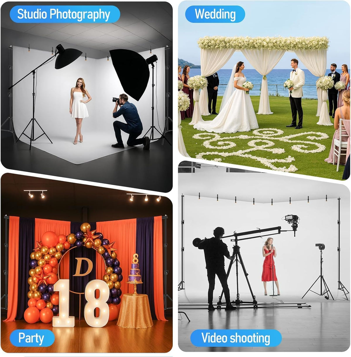 EMART 스튜디오 배경 스탠드 10x20ft 헤비듀티 사진 촬영용 300도 회전 커넥터 2번 사진