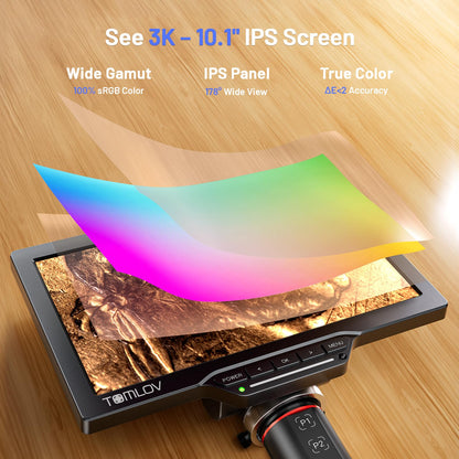 TOMLOV 디지털 현미경 플렉스 암 HDMI 10.1인치 자동초점 모니터 3K 동전 확대경 64G 4번 사진