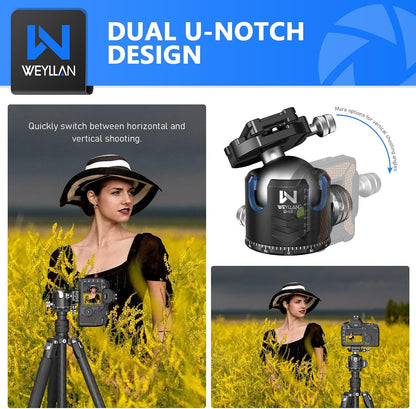 WEYLLAN DH52 Low Profile Ball Head 52mm 삼각대 헤드 66lbs 30kg 4번 사진