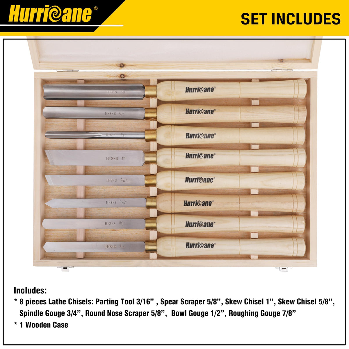 HURRICANE 목공 선반 끌 세트 HSS 8pc 우드워킹 라더 툴 2번 사진