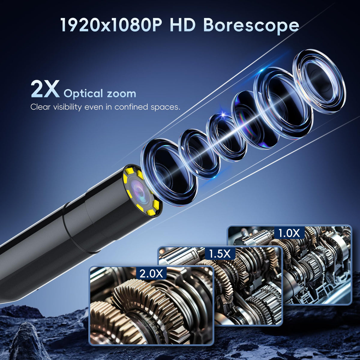 Yamokizy 산업 내시경 카메라 1080P HD 50FT IP67 8.5mm 4.3인치 반강성 케이블 3번 사진