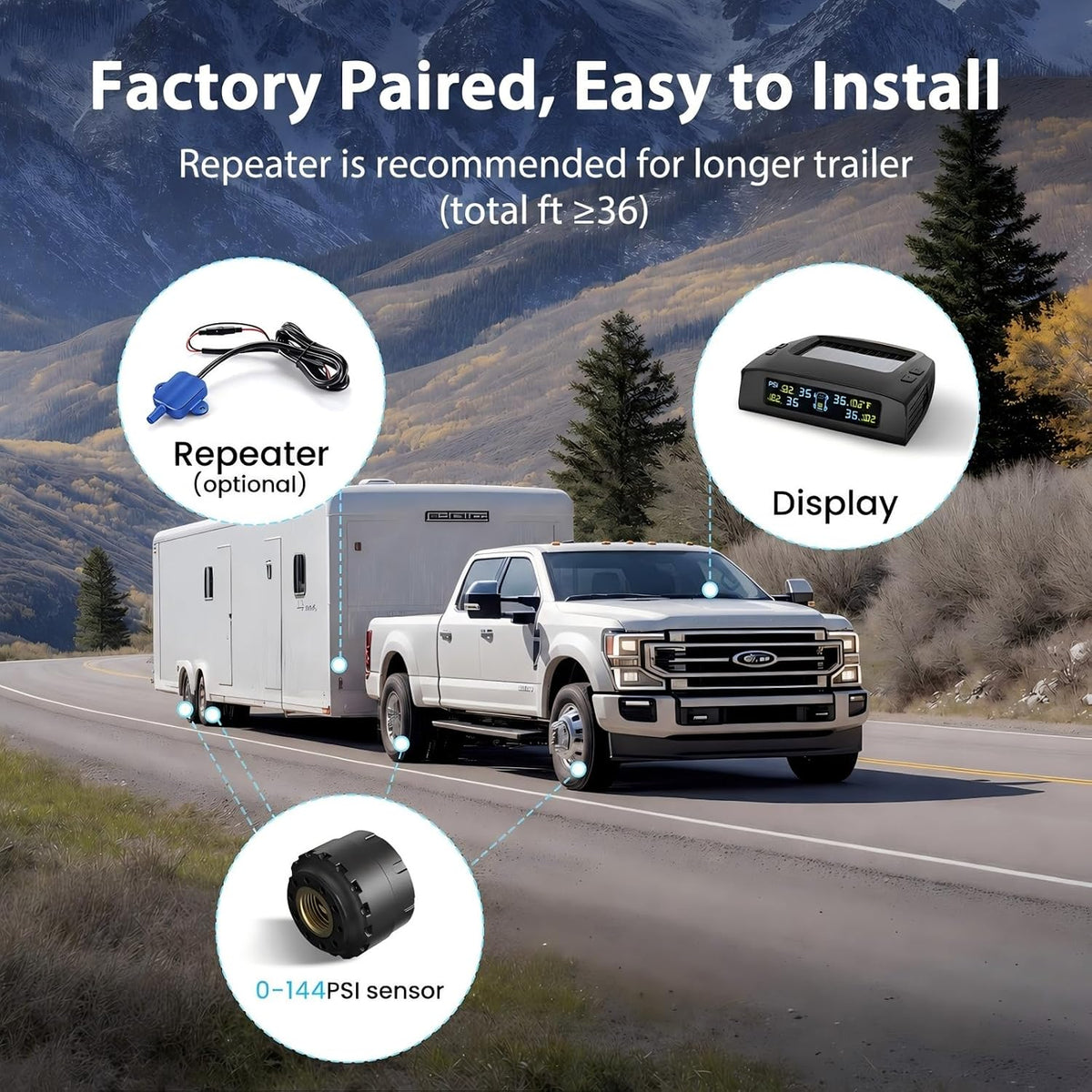 Tymate TM2 RV 타이어 공기압 모니터링 시스템 TPMS 센서 4개 세트 5번 사진