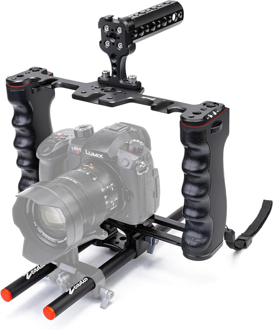 Zeadio DV-HDE-GE21 카메라 케이지 알루미늄 15mm 로드 가이드 탑핸들 아카타입 베이스 20kg 1번 사진