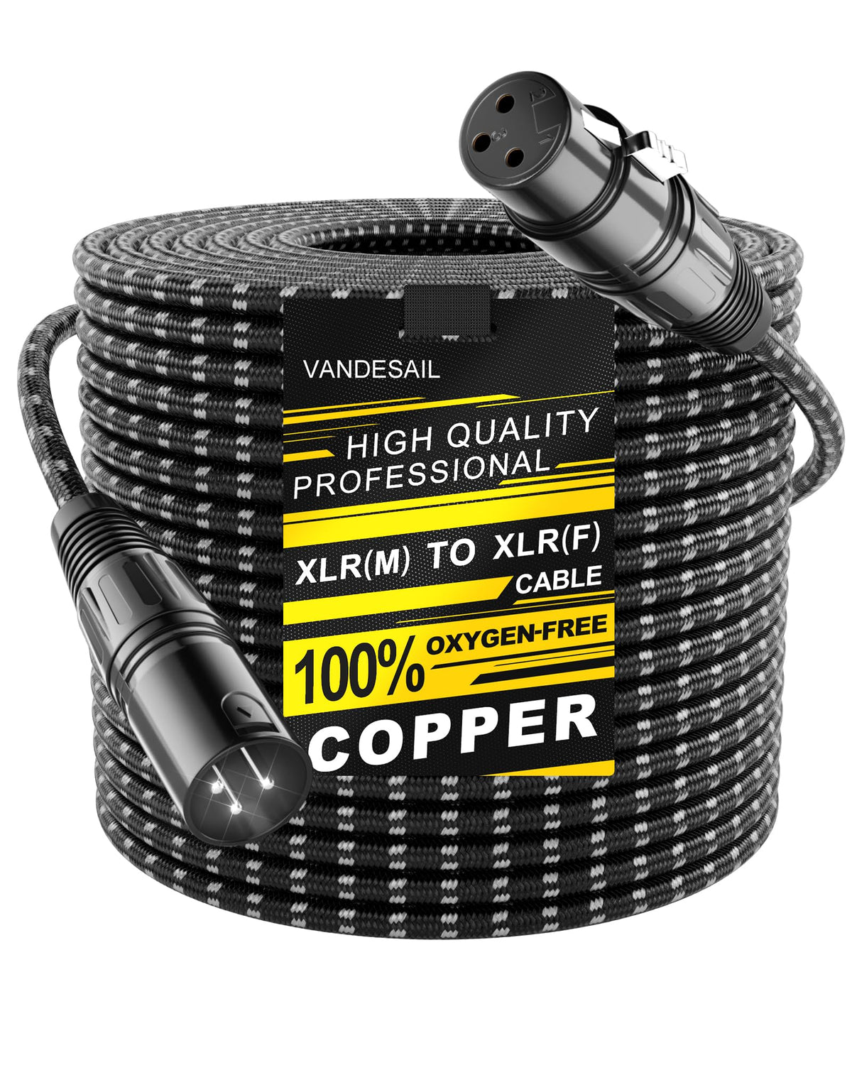 VANDESAIL XLR 마이크 케이블 25 FT 24AWG 산소무함유 구리 이중 차폐 나일론 브레이드 18번 사진