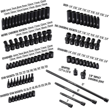 MIXPOWER MT029 소켓 렌치 세트 87pcs 3/8인치 CR-MO 딥 스탠다드 SAE 메트릭 2번 사진
