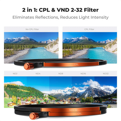 K&F CONCEPT 82mm 마그네틱 CPL VND2-32 블랙 디퓨전 1/4 필터 키트 4번 사진