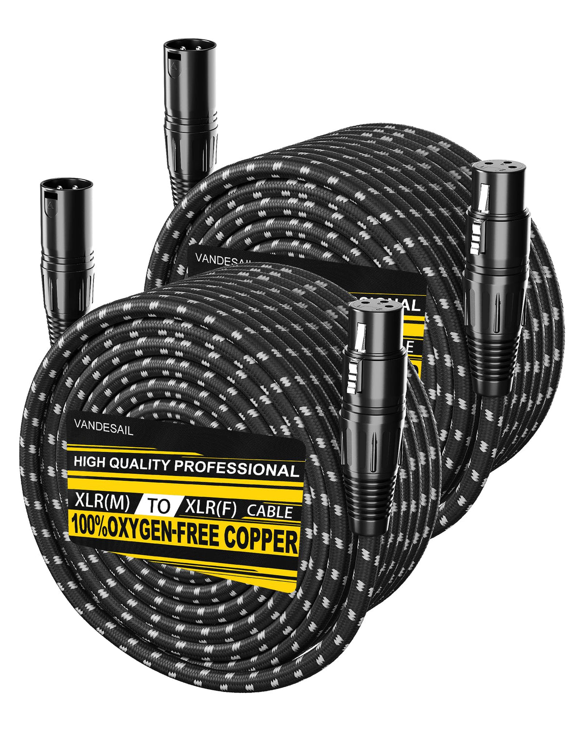 VANDESAIL XLR 마이크 케이블 25 FT 24AWG 산소무함유 구리 이중 차폐 나일론 브레이드 16번 사진