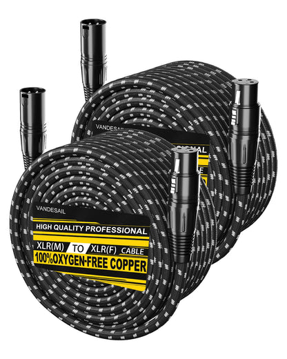 VANDESAIL XLR 마이크 케이블 25 FT 24AWG 산소무함유 구리 이중 차폐 나일론 브레이드 16번 사진