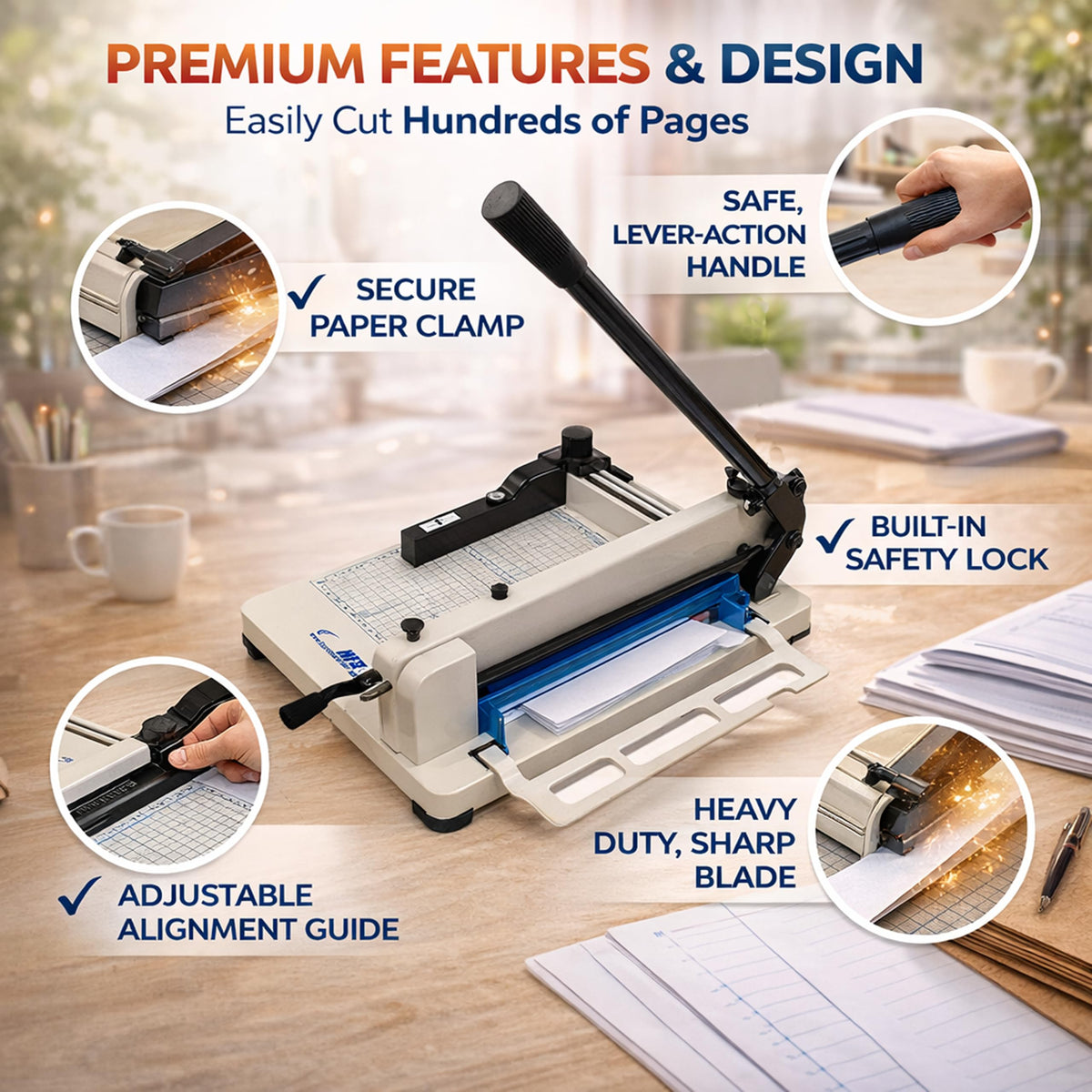 HFS 중형 종이 재단기 Guillotine 400매 12인치 스테인리스 4번 사진