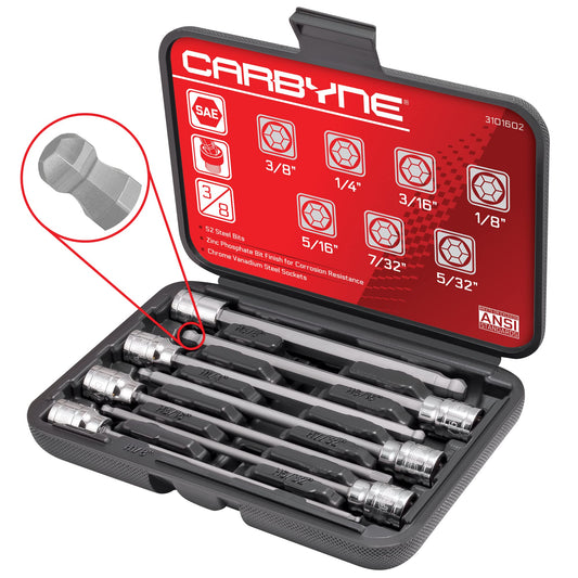 Carbyne 엑스트라 롱 육각 비트 소켓 세트 3/8인치 드라이브 7종 3~10mm 1번 사진
