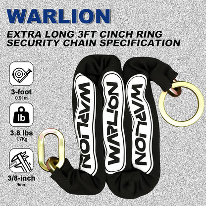 WARLION 헤비 듀티 보안 체인 3ft x 3/8인치 오토바이 자전거 발전기 자물쇠 2번 사진