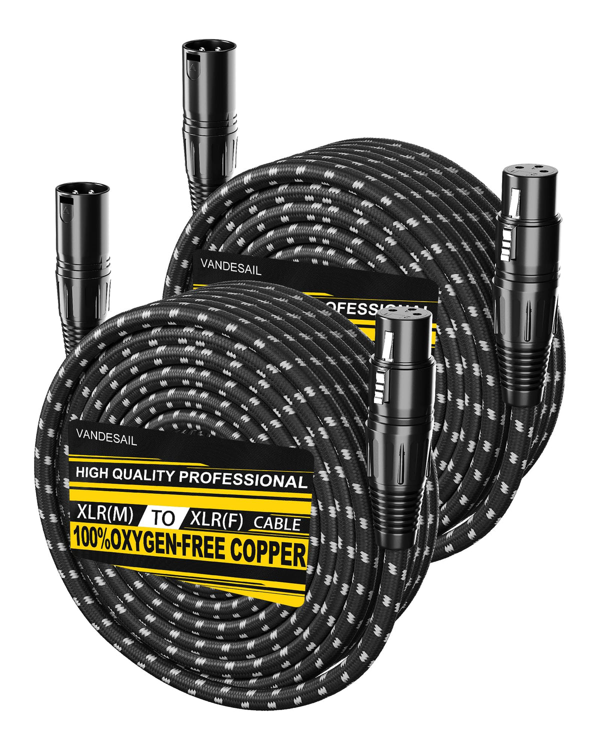 VANDESAIL XLR 마이크 케이블 25 FT 24AWG 산소무함유 구리 이중 차폐 나일론 브레이드 14번 사진