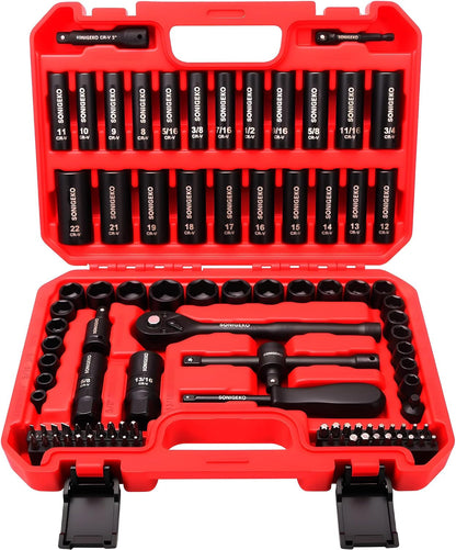 SONIGEKO 소켓 드라이버 95pcs 3/8인치 임팩트 소켓 세트 1번 사진