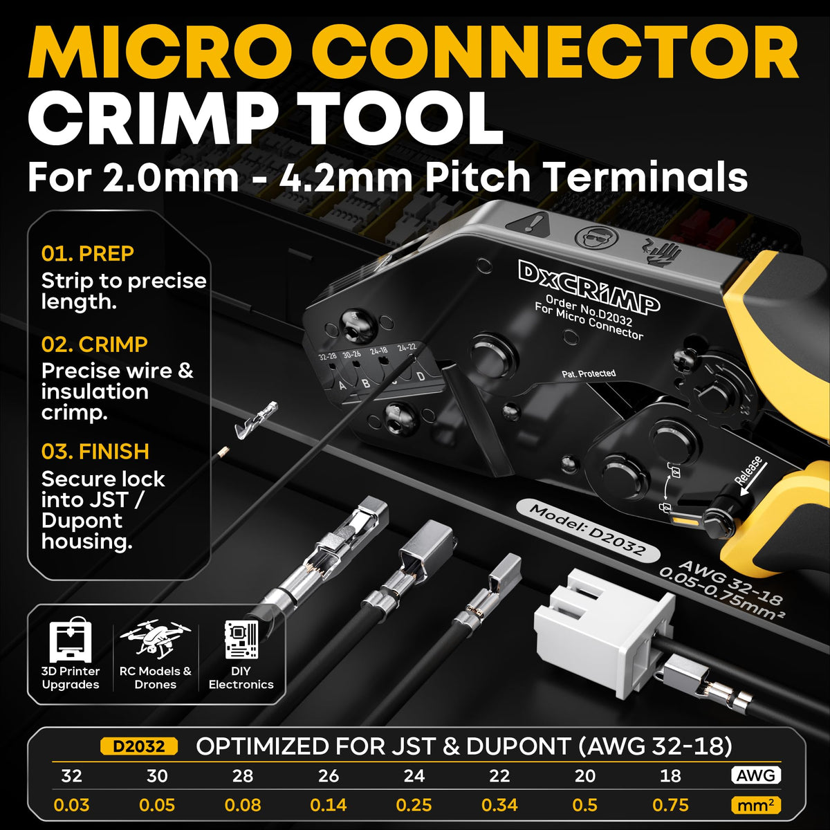 DxCRIMP 오픈 배럴 라챗 압착기 D1630M 30-16 AWG 3번 사진