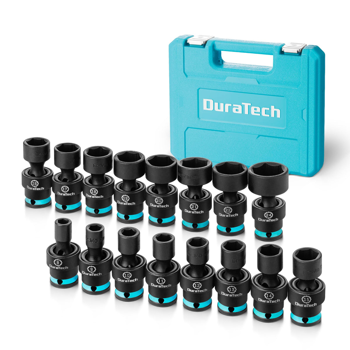 DURATECH 스위블 소켓 세트 3/8인치 16pcs 크롬몰리브덴강 6각 얕은형 10번 사진