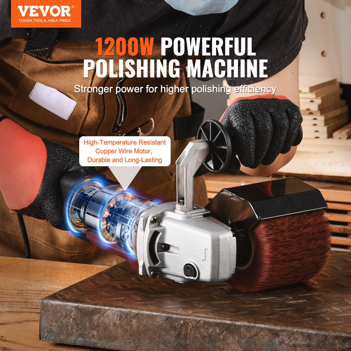 VEVOR 버니싱 폴리싱 머신 1200W 6단계 속도조절 스테인리스 스틸용 2번 사진