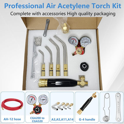 Znnam 에어 아세틸렌 토치 키트 11pcs CGA 200 Regulator G-4 Handle AH-12 A-3 2번 사진