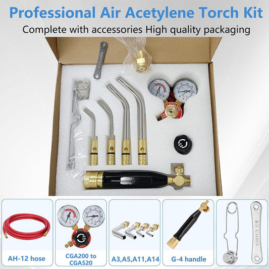 Znnam 에어 아세틸렌 토치 키트 11pcs CGA 200 Regulator G-4 Handle AH-12 A-3 2번 사진