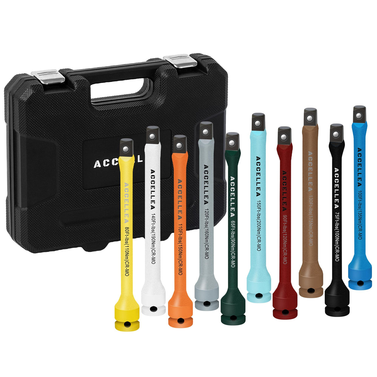 ACCELLEA 토크 리미팅 익스텐션 바 세트 1/2" 드라이브 10개 세트 65-150 ft-lbs 8번 사진
