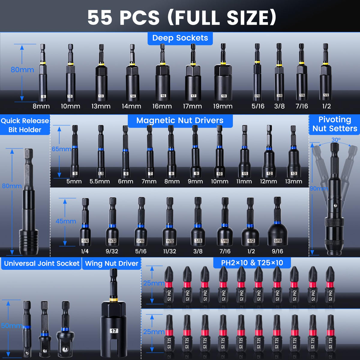 DikTalk 임팩트 너트 드라이버 세트 IMPACT NUT DRIVER SET 9번 사진