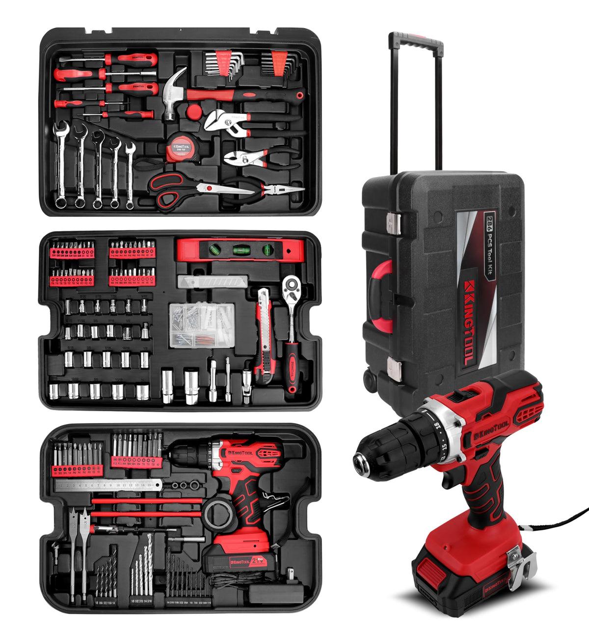KingTool 가정용 수리 공구 세트 325Pcs 1/4인치 3/8인치 소켓 렌치 줄자 플라이어 9번 사진