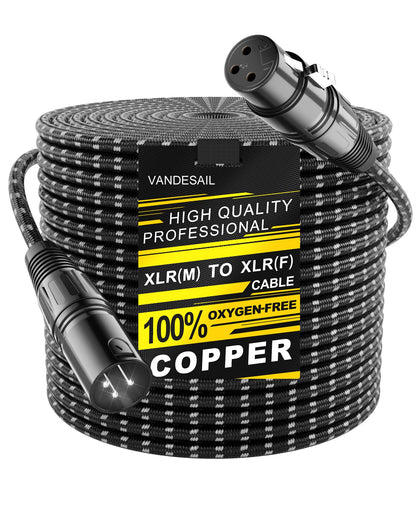 VANDESAIL XLR 마이크 케이블 25 FT 24AWG 산소무함유 구리 이중 차폐 나일론 브레이드 19번 사진