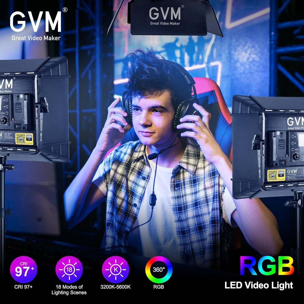 GVM Great Video Maker 800D RGB 비디오 조명 삼각대 4번 사진