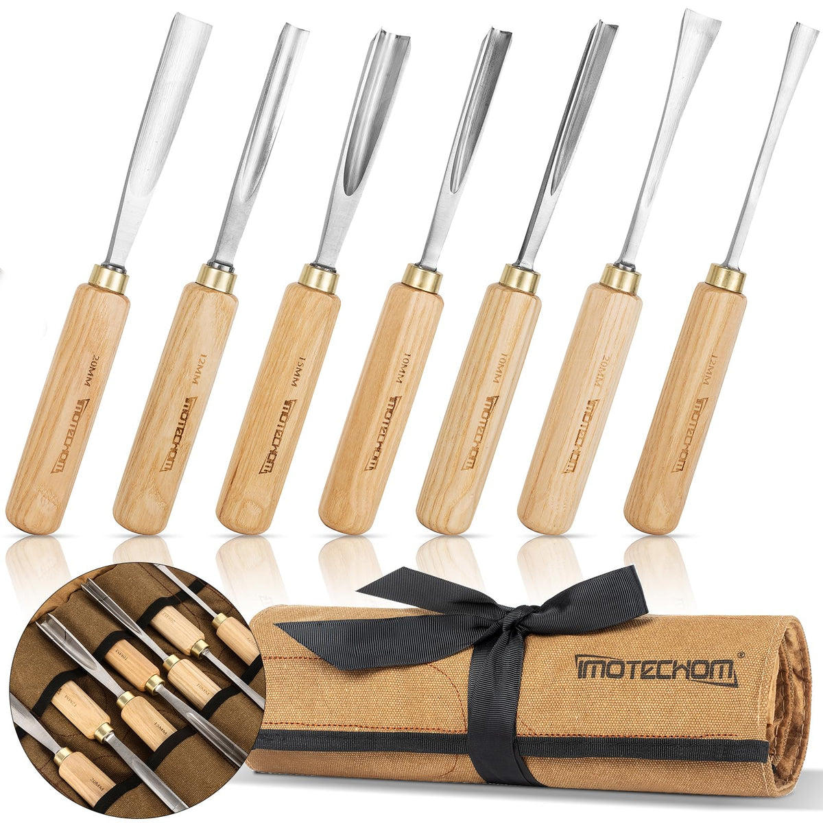IMOTECHOM 목공용 우드카빙 끌 세트 CR-V 60 스틸 캔버스 가방 포함 1번 사진