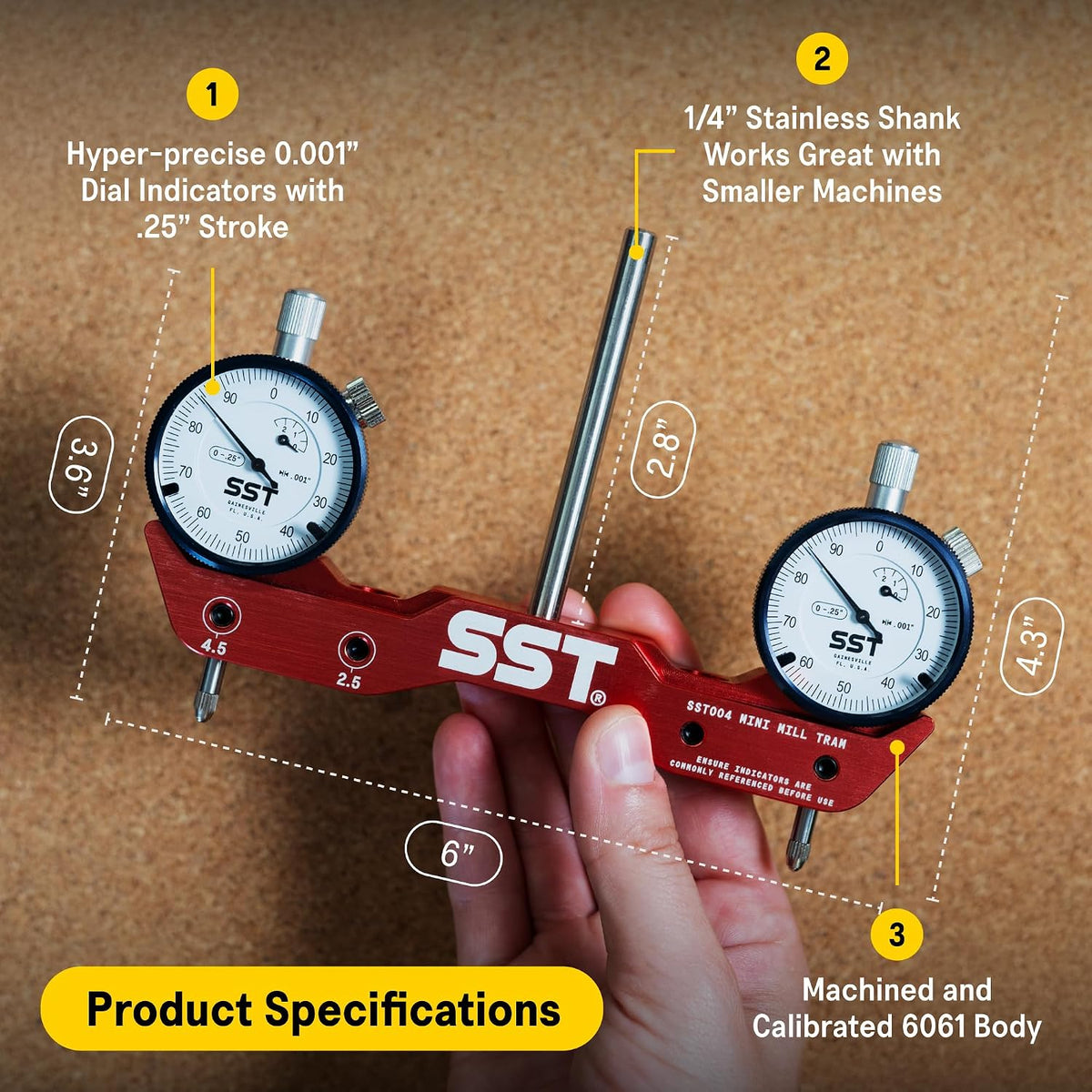 Stupid Simple Tools 미니 밀링 선반 트래밍 시스템 SST 직각 정렬 다이얼 게이지 2번 사진
