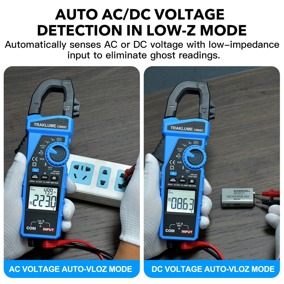 TRAKLUME 클램프 멀티미터 AC/DC 600A True-RMS 6000카운트 온도측정 7번 사진