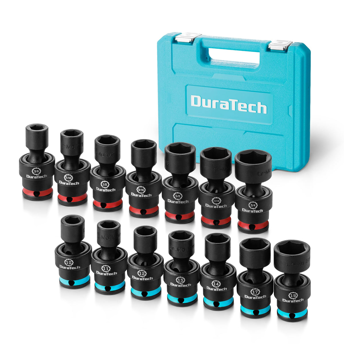 DURATECH 스위블 소켓 세트 3/8인치 16pcs 크롬몰리브덴강 6각 얕은형 9번 사진