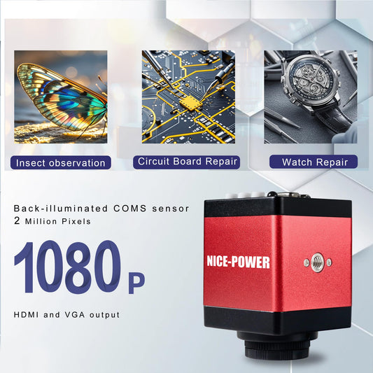 NICE-POWER 디지털 현미경 13MP 1080P HDMI VGA 산업용 비디오 현미경 150X C마운트 렌즈 2번 사진