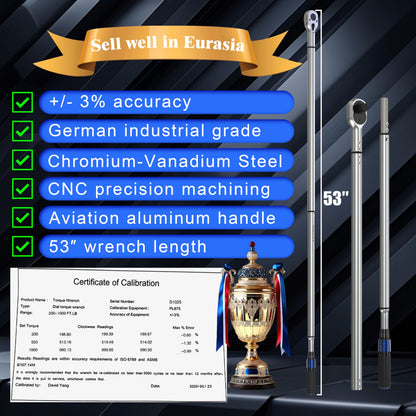 NEBICALS 토크 렌치 3/4'' 100-600 Ft Lb 크롬바나듐 듀얼 방향 헤비듀티 2번 사진