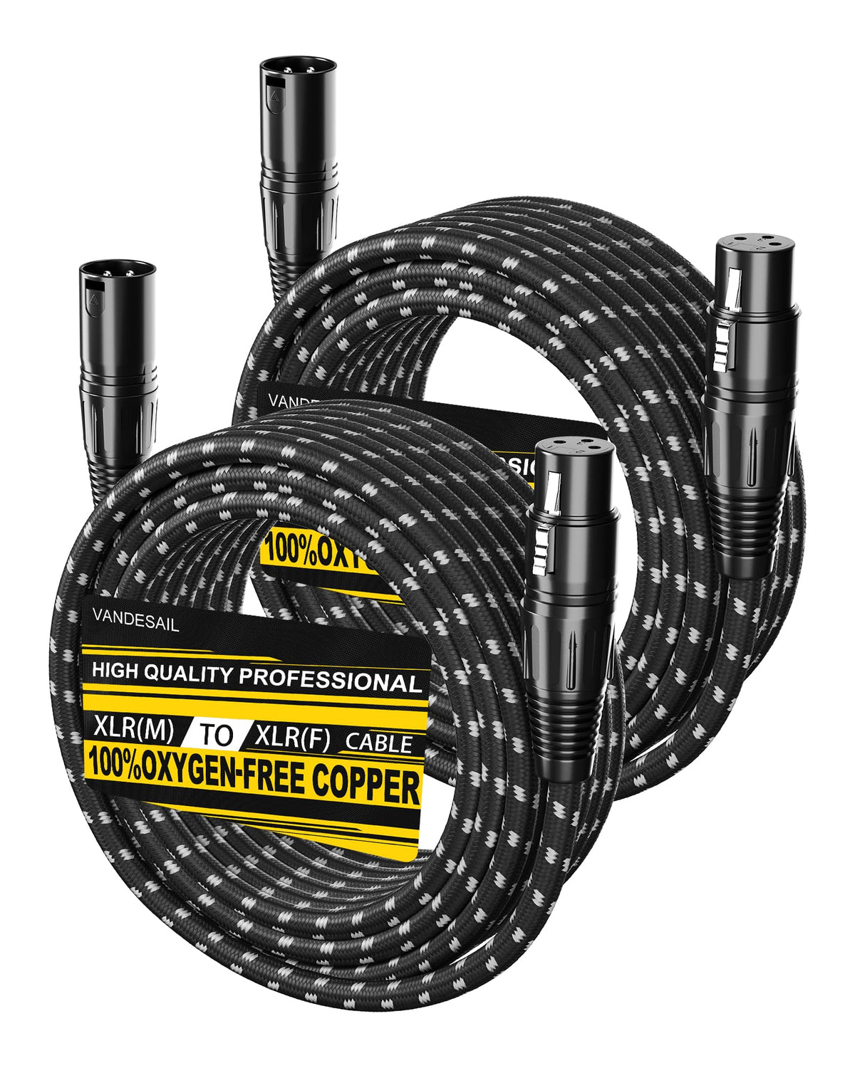 VANDESAIL XLR 마이크 케이블 25 FT 24AWG 산소무함유 구리 이중 차폐 나일론 브레이드 11번 사진