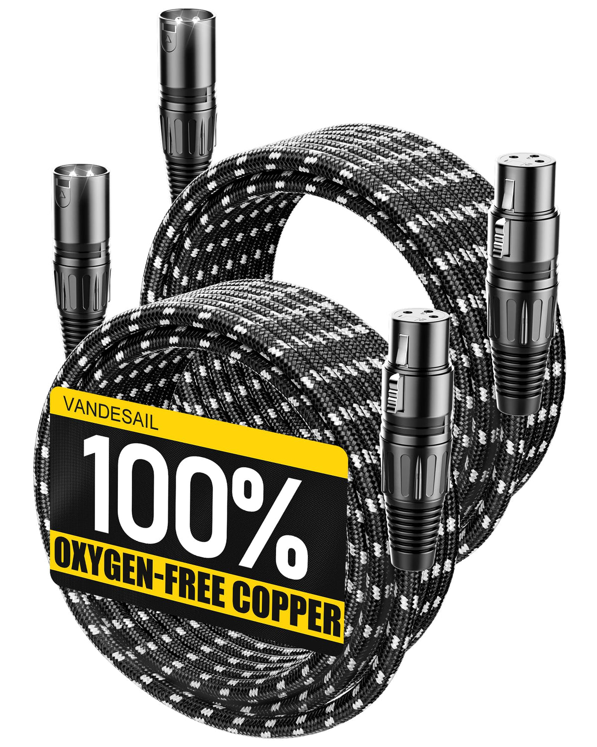 VANDESAIL XLR 마이크 케이블 25 FT 24AWG 산소무함유 구리 이중 차폐 나일론 브레이드 10번 사진