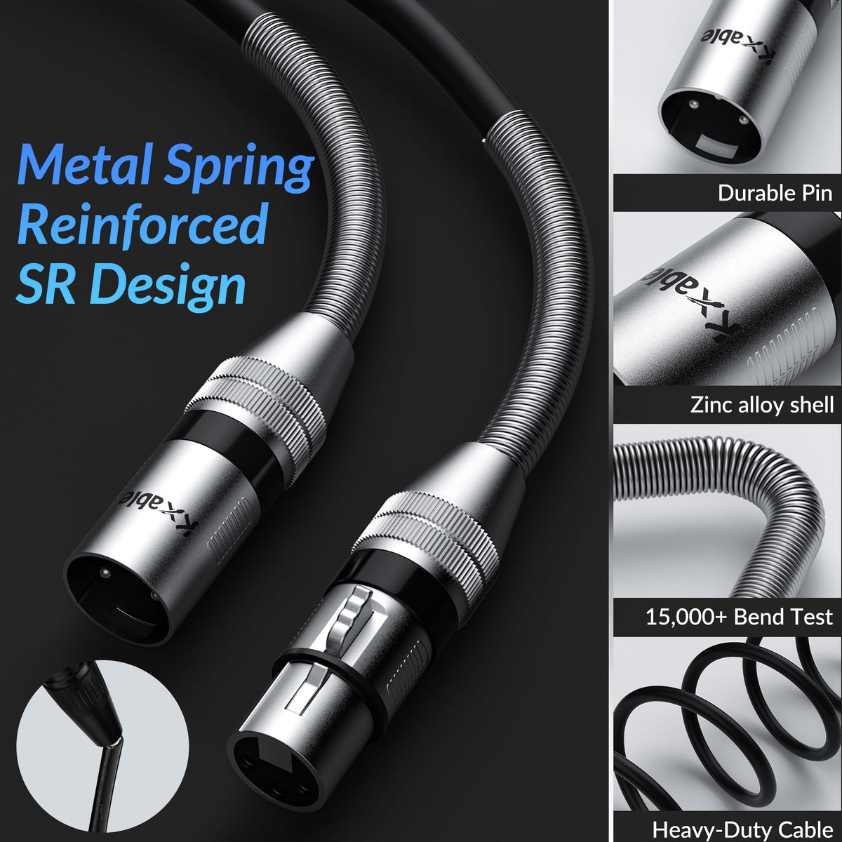 Kxable XLR 마이크 케이블 22AWG 순동선 고밀도 구리 브레이드 차폐 2번 사진