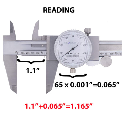 Clockwise Tools 다이얼 캘리퍼스 스테인리스 스틸 0-8인치 4way 측정 5번 사진