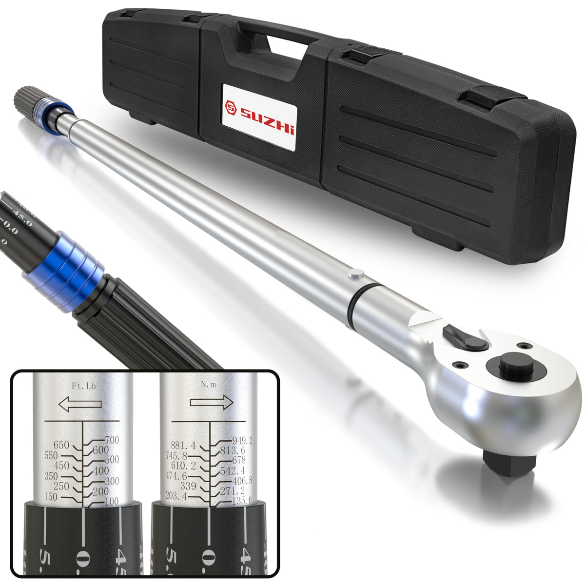SuZhi 토크 렌치 알루미늄 합금 핸들 Cr-Mo 헤드 양방향 헤비듀티 솔리드 케이스 10번 사진