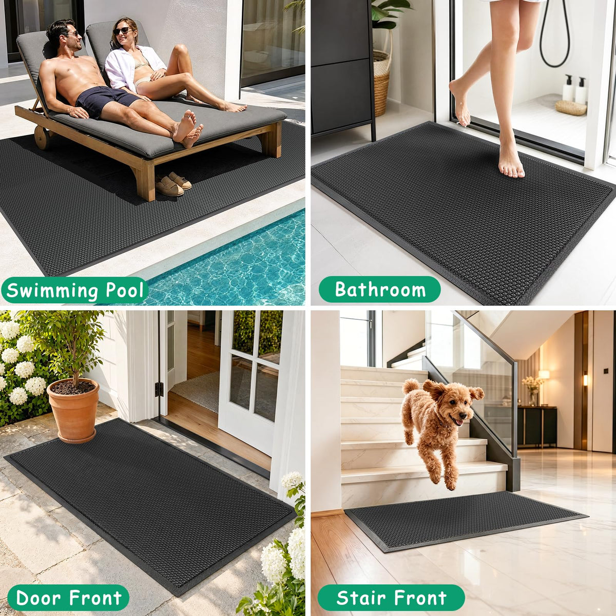 WochiTV PVC 배수 논슬립 바닥 매트 S자 중공 3FTx16.6FT 6mm 두께 7번 사진