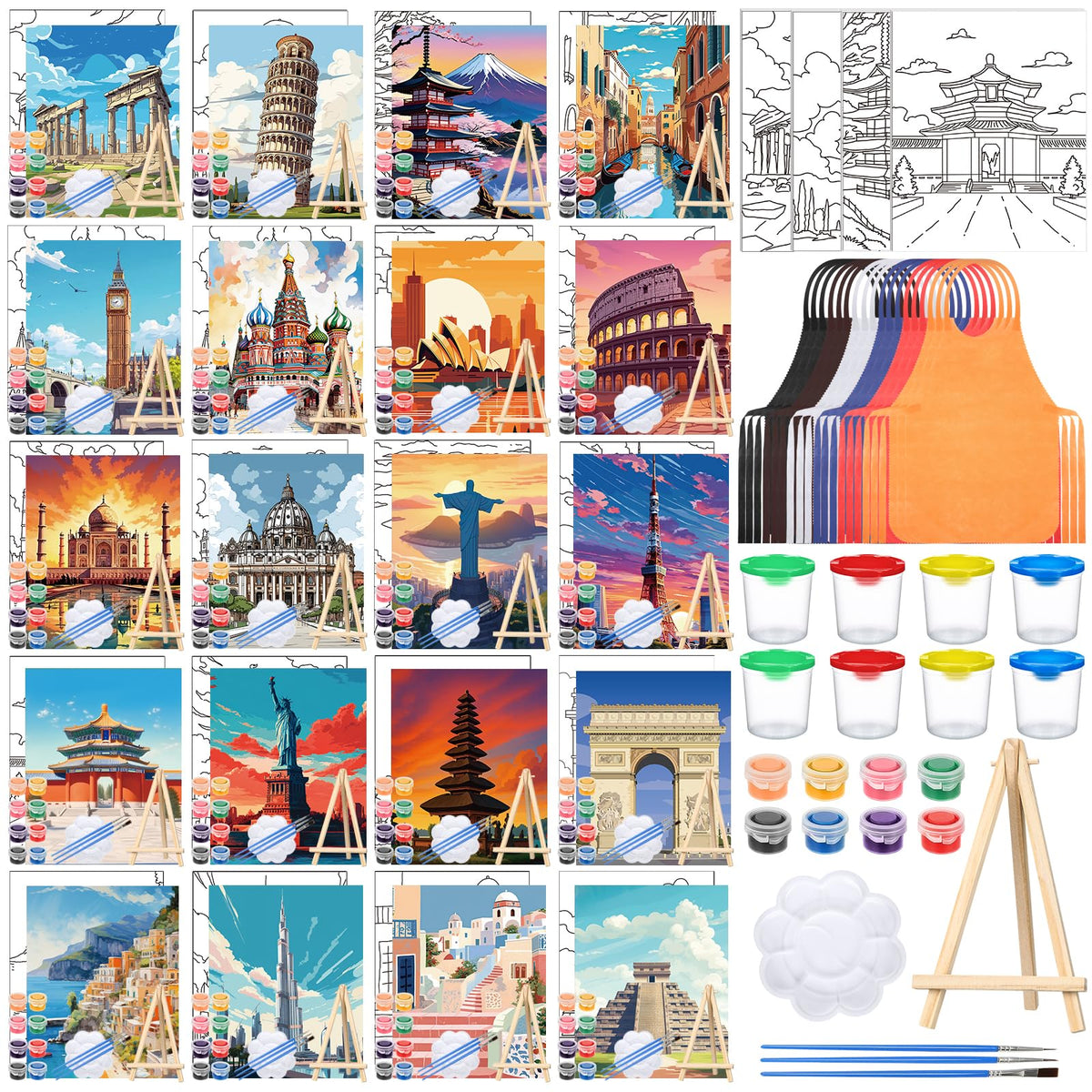 Sherr 프리드로잉 캔버스 페인팅 키트 140pcs 20세트
