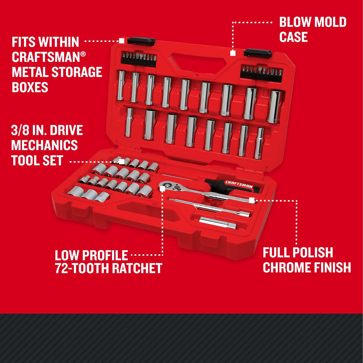 CRAFTSMAN 메카닉스 툴 세트 3/8인치 드라이브 72T 라쳇 소켓 세트 2번 사진