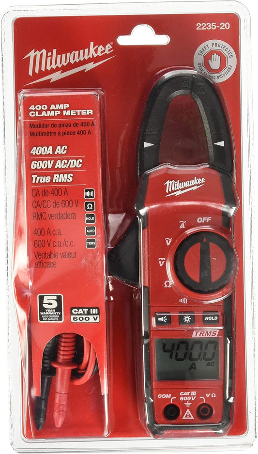 Milwaukee 2235-20 TRMS 클램프 멀티미터 400A CAT III 600V 1인치 죠 1번 사진