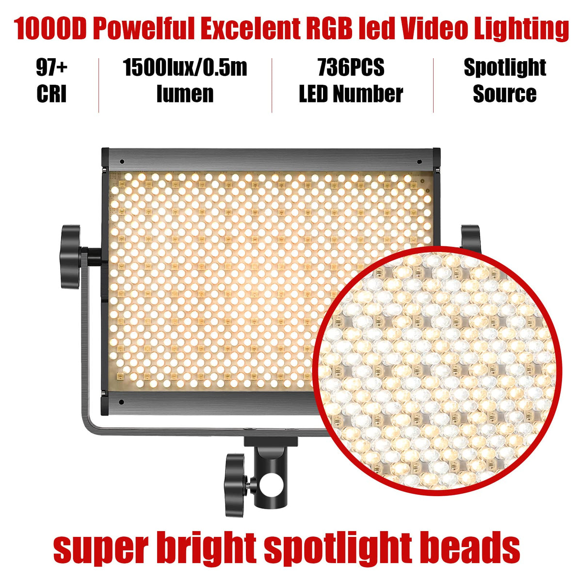 GVM 800D RGB LED 비디오 조명 키트 삼각대 스탠드 CRI 97 3200K-5600K 3번 사진