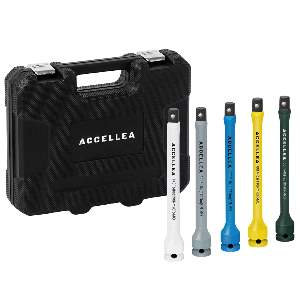 ACCELLEA 토크 리미팅 익스텐션 바 세트 1/2" 드라이브 10개 세트 65-150 ft-lbs 1번 사진