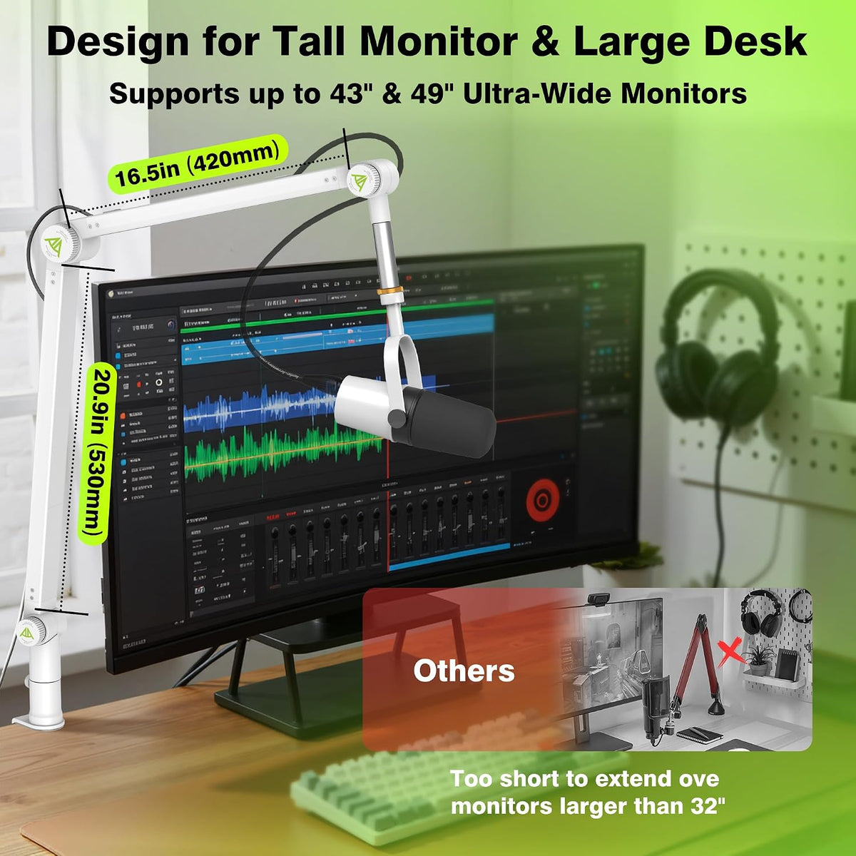 AA AUDIO ACCESSORY 기어록 950mm 마이크 붐 암 6.6lbs 5번 사진