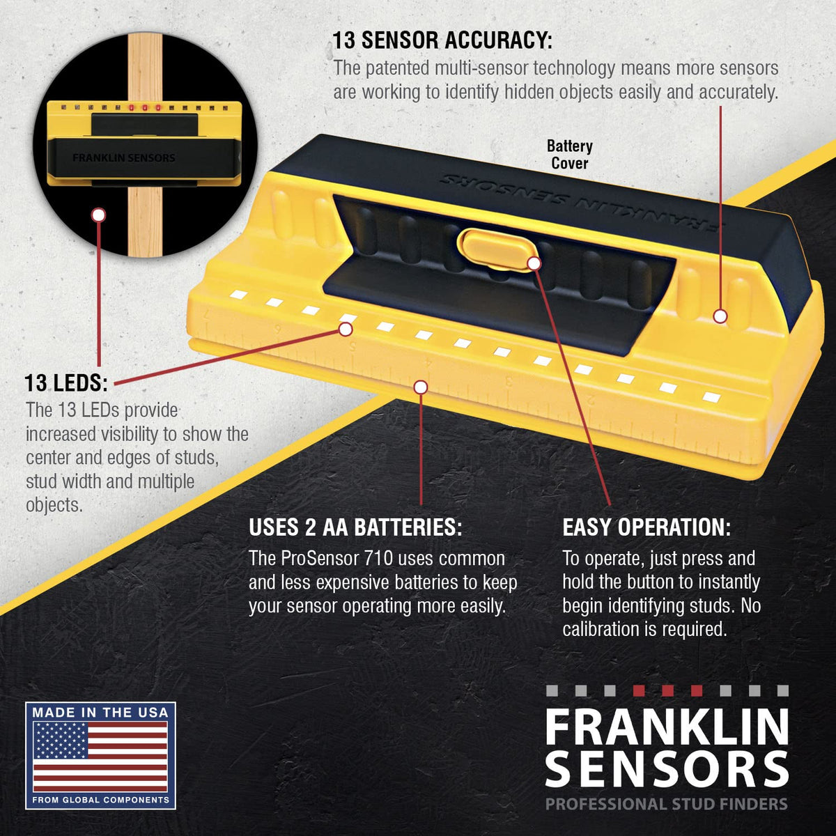 Franklin Sensors ProSensor 710 스터드 탐지기 1.5인치 4번 사진