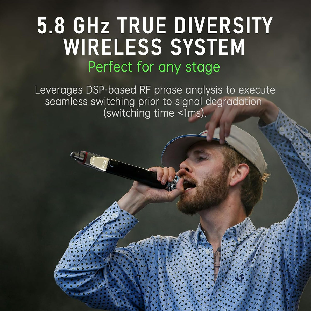 Xvive U35 무선 마이크 시스템 5.8GHz XLR 송수신기 다이나믹 마이크 PA 믹서용 채널 스캔 3번 사진